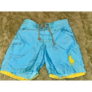 vintage y2k polo ralph lauren blue swim trunks boys 4 big pony board shorts